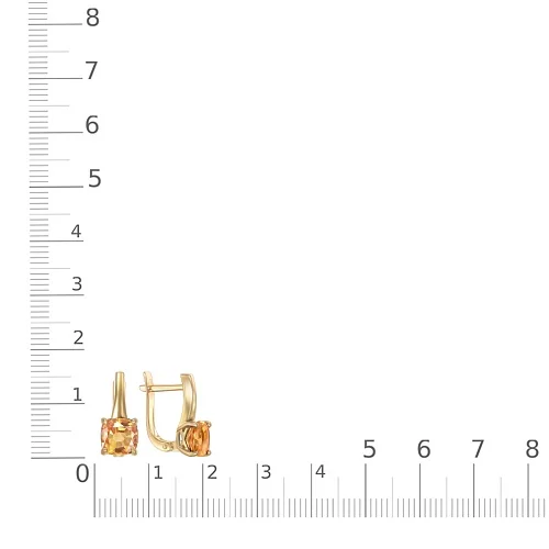 Серьги из жёлтого золота с 2 цитринами