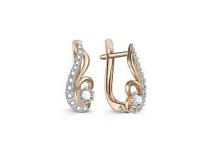 Серьги из красного золота с 26 фианитами