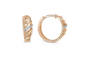 Серьги из красного золота с 10 фианитами
