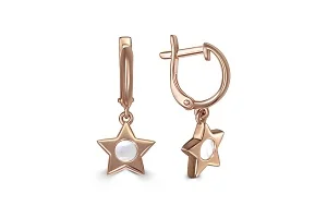 Детские серьги Звезды из красного золота с перламутром