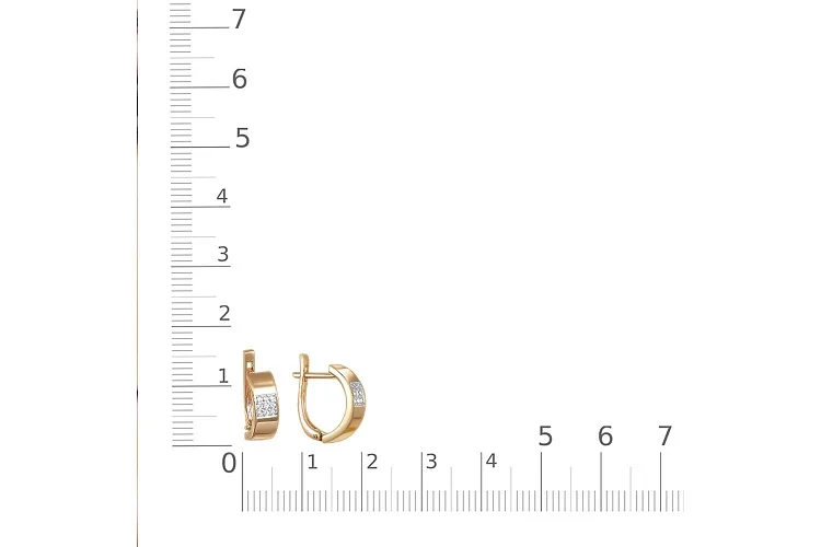 Серьги из красного золота с 18 фианитами