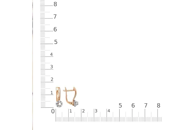 Серьги Цветы из красного золота с 2 фианитами