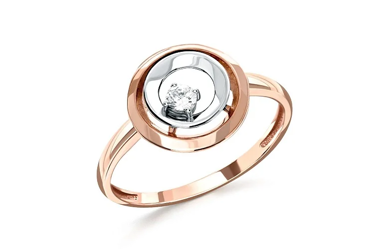 Кольцо из красного золота с фианитом