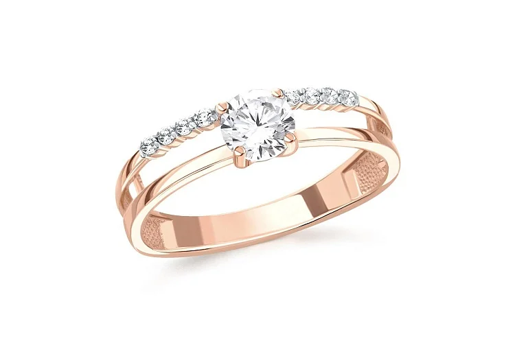 Кольцо из красного золота с 12 фианитами