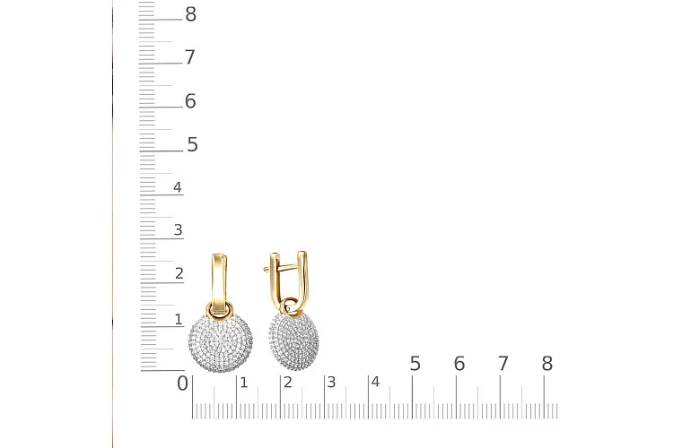 Серьги-трансформеры из жёлтого золота с 304 фианитами