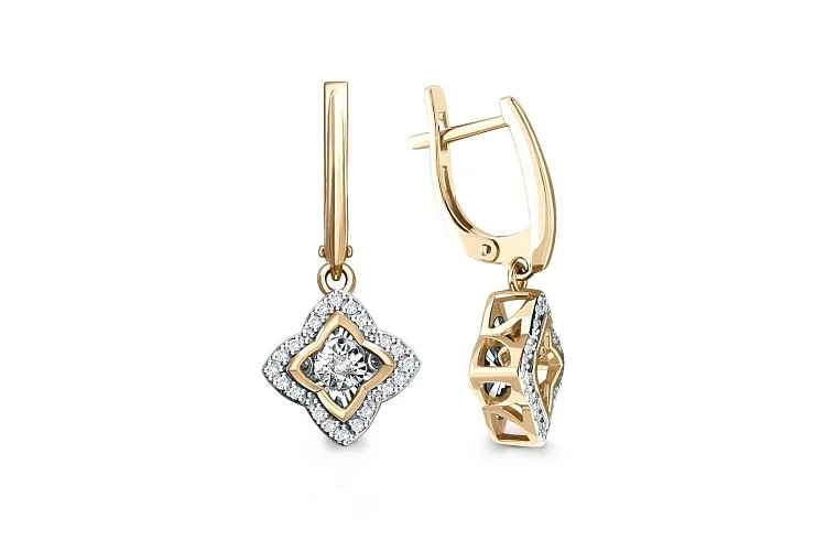 Серьги из жёлтого золота с 42 бриллиантами