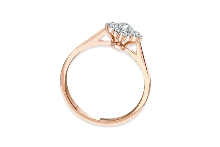 Кольцо из красного золота с 9 фианитами