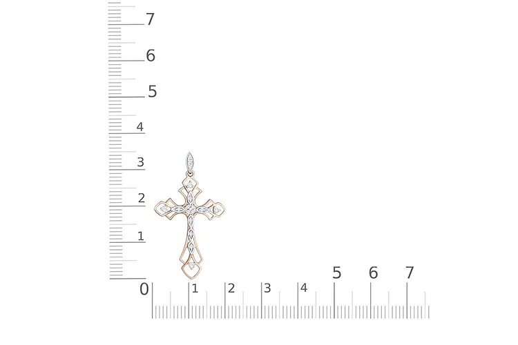 Крест из красного золота с 17 фианитами