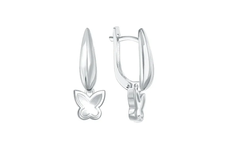 Серьги Бабочки из белого золота с перламутром