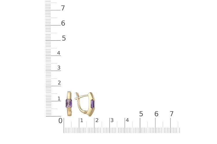 Серьги из жёлтого золота с 2 аметистами