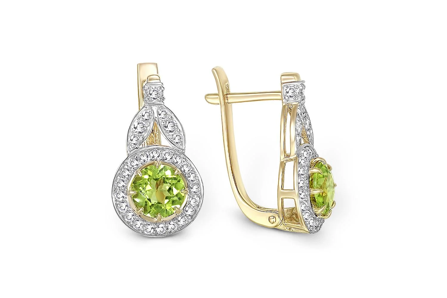 Серьги из жёлтого золота с 60 фианитами