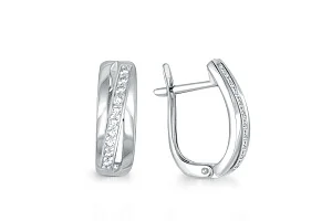 Серьги из белого золота с 20 фианитами