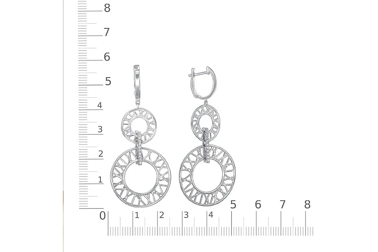 Серьги Круги из белого золота с 14 бриллиантами