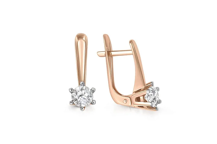 Серьги из красного золота с 2 кристаллами swarovski