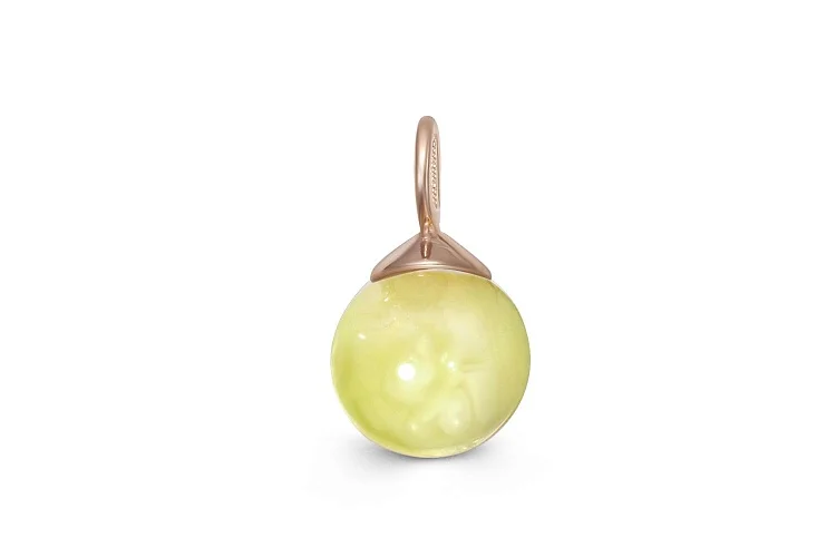 Подвеска серёг-трансформеров из красного золота с янтарём