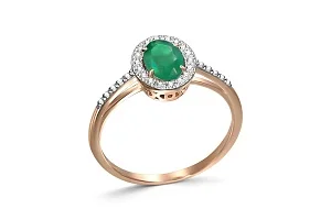Кольцо из красного золота с изумрудом и 28 бриллиантами
