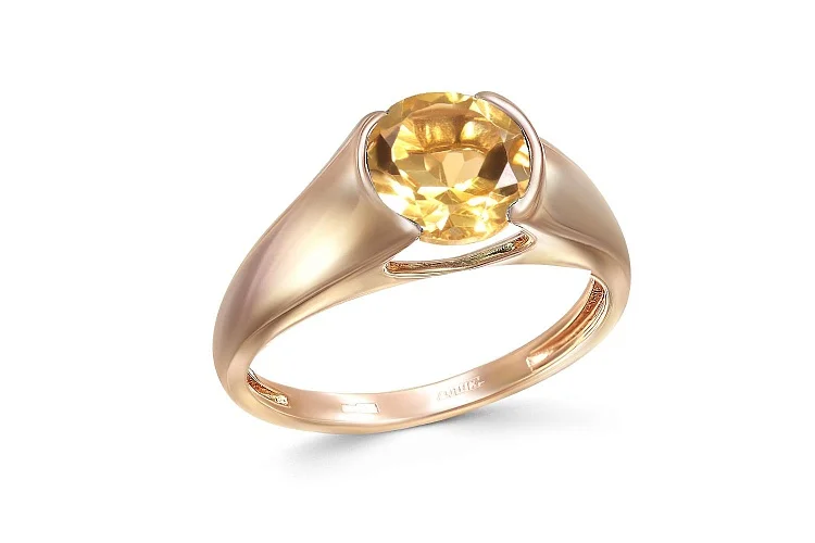 Кольцо из красного золота с цитрином