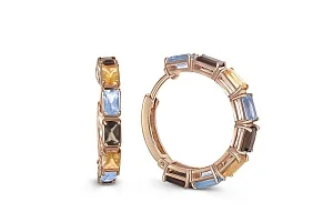 Серьги из красного золота с раухтопазами, топазами sky и цитринами