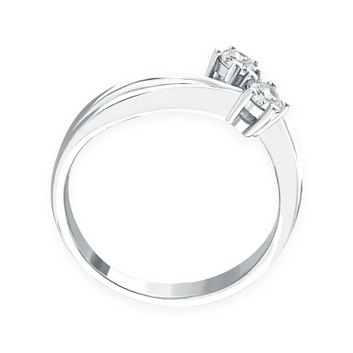 Кольцо из белого золота с 2 фианитами