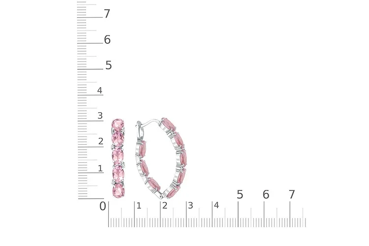 Серьги из белого золота с 16 ситаллами и 8 фианитами