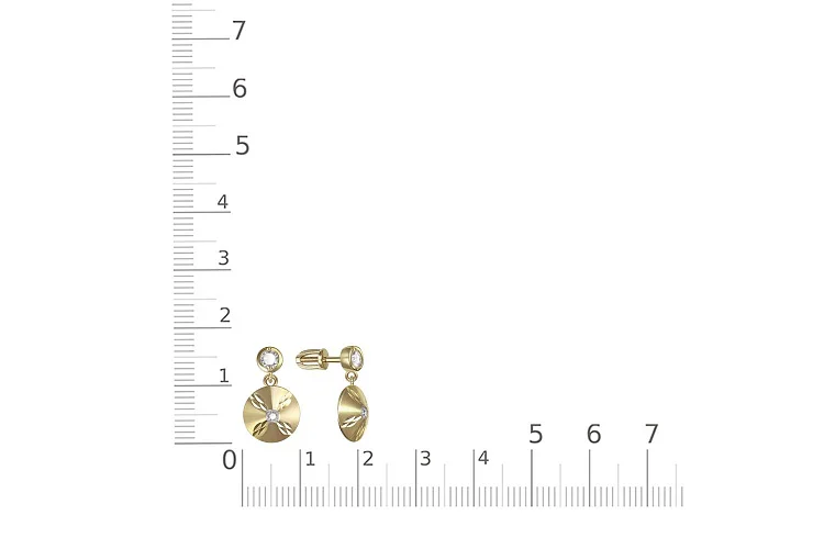 Серьги-пусеты из жёлтого золота с 4 фианитами