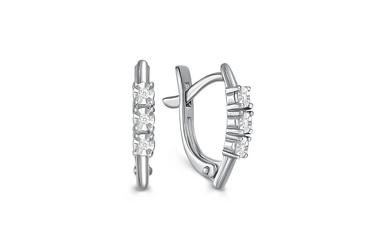 Серьги из белого золота с 6 бриллиантами