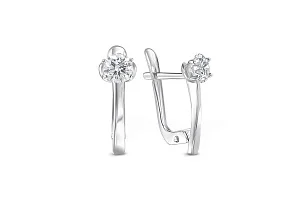 Серьги из белого золота с 2 фианитами