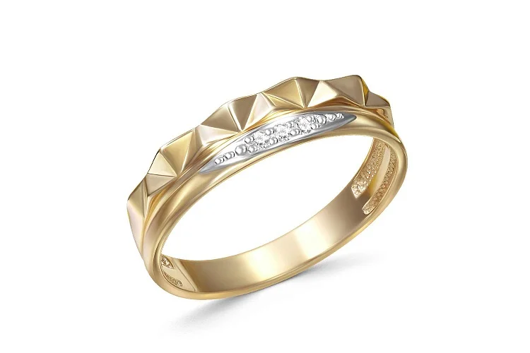 Кольцо из жёлтого золота с 3 фианитами