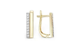 Серьги Дорожки из жёлтого золота с 18 фианитами