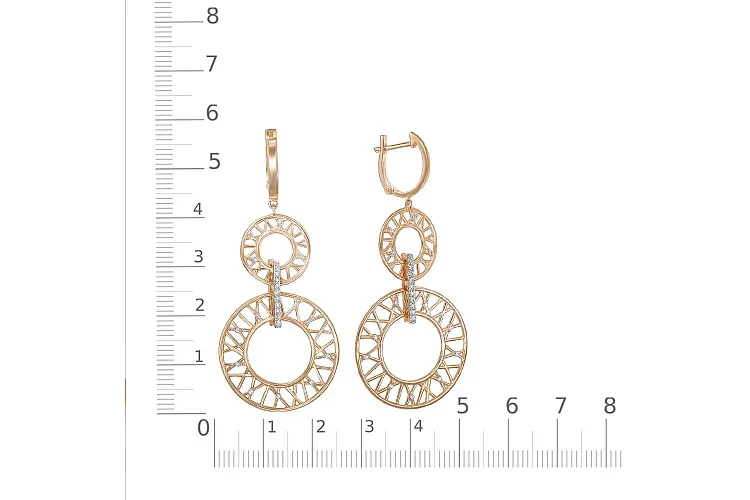 Серьги Круги из красного золота с 48 бриллиантами