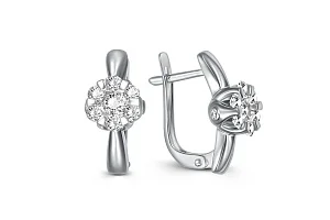 Серьги Малинки из белого золота с 18 бриллиантами