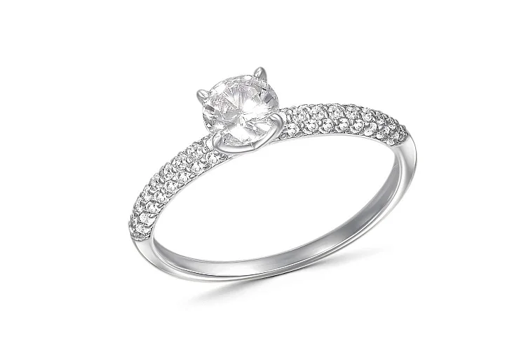 Кольцо из белого золота с 51 фианитами