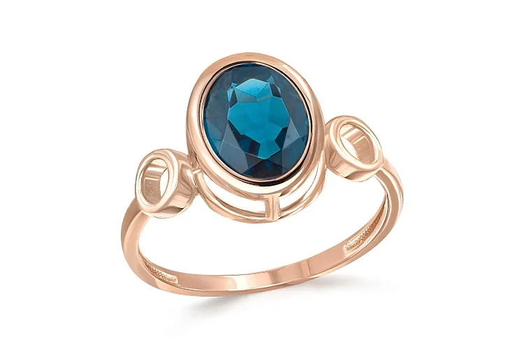 Кольцо из красного золота с кварцем