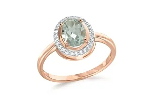 Кольцо из красного золота с аметистом и 26 фианитами