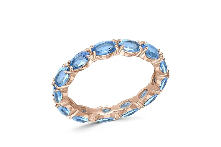 Кольцо Дорожка из красного золота с 12 топазами swiss