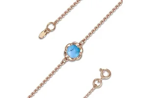 Детский браслет Цветок из красного золота с бирюзой