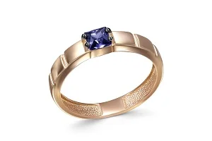 Кольцо из красного золота с сапфиром