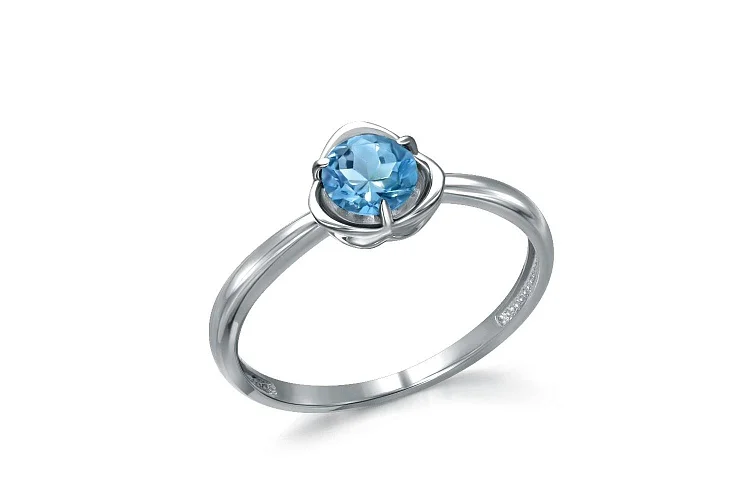 Кольцо из белого золота с топазом swiss