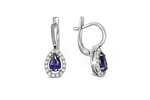 Серьги из белого золота с 2 сапфирами и 32 бриллиантами