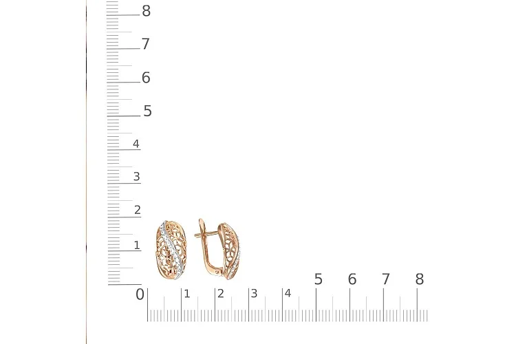 Серьги из красного золота с 26 фианитами