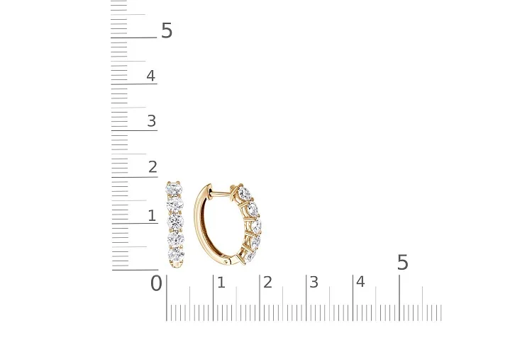 Серьги Дорожки из жёлтого золота с 10 бриллиантами