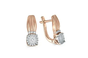 Серьги из красного золота с 8 бриллиантами