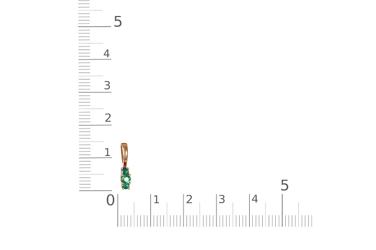 Подвеска из красного золота с 3 изумрудами