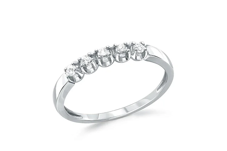 Кольцо Дорожка из белого золота с 5 фианитами