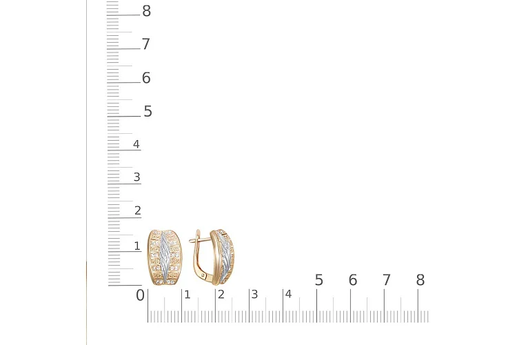 Серьги из красного золота с 40 фианитами