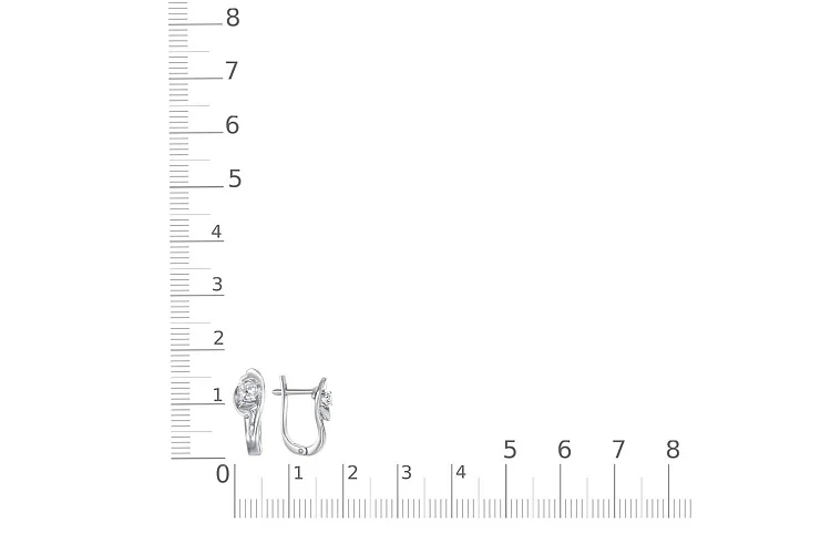 Серьги Цветы из белого золота с 2 фианитами