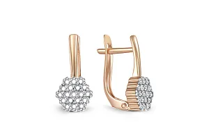 Серьги из красного золота с 38 фианитами