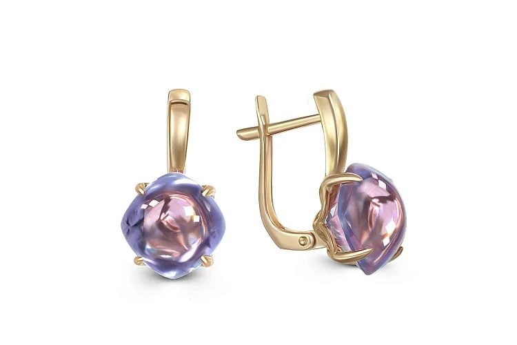 Серьги из жёлтого золота с 2 наноситалами