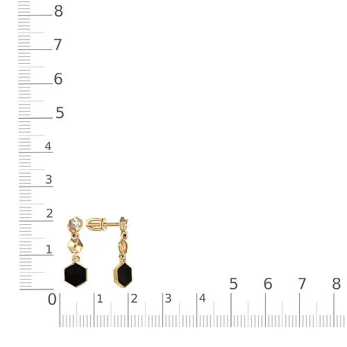 Серьги-пусеты из жёлтого золота с 2 фианитами