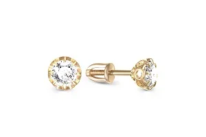 Серьги-пусеты из жёлтого золота с 2 фианитами